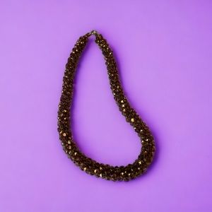 Stunning vintage woven amethyst glass beaded choker